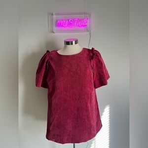 Women's burgundy corduroy top